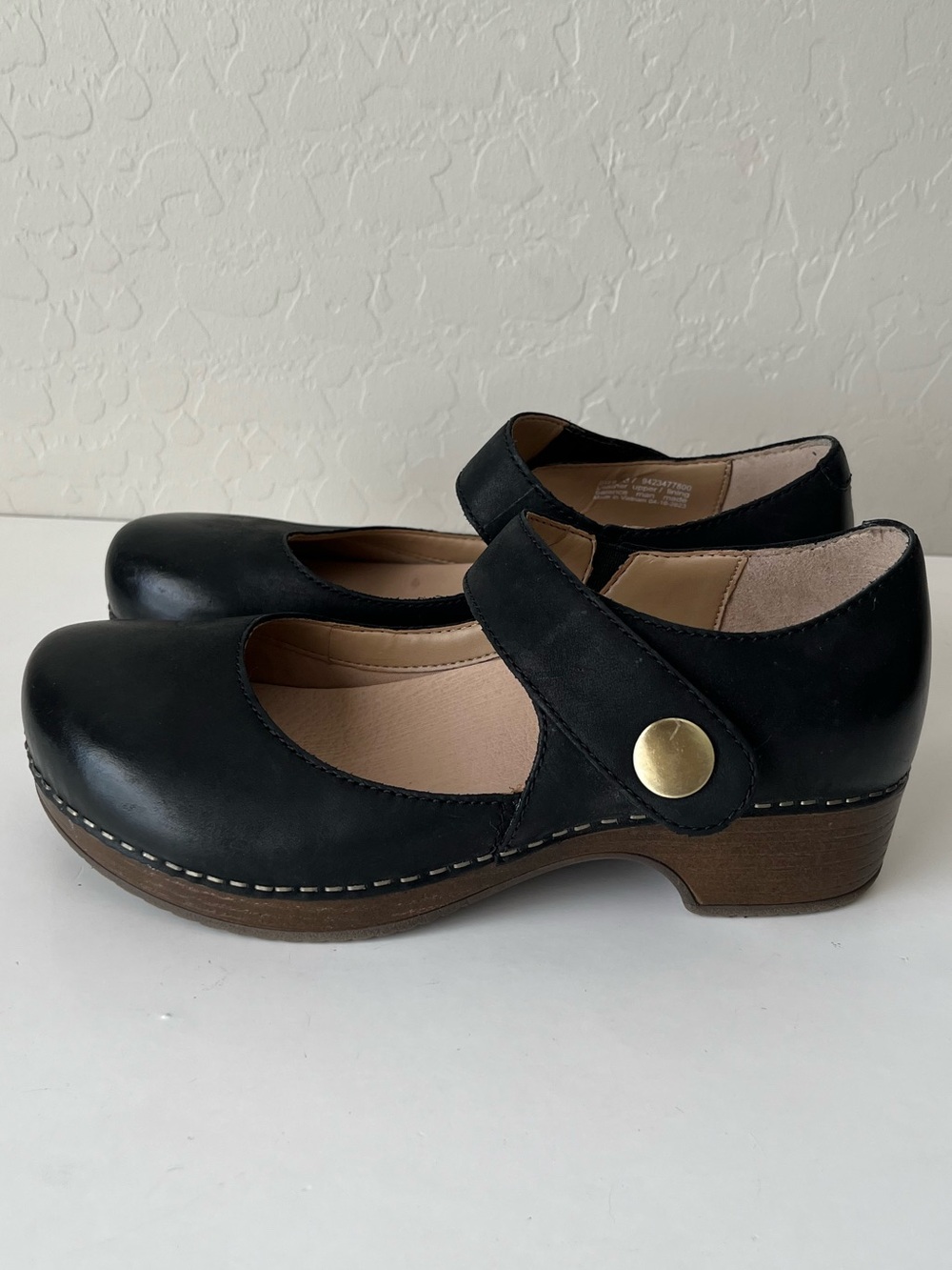 Dansko Beatrice Mary Jane Nubuck Leather Comfort Clogs Shoes Size 37 Black - Picture 4 of 9
